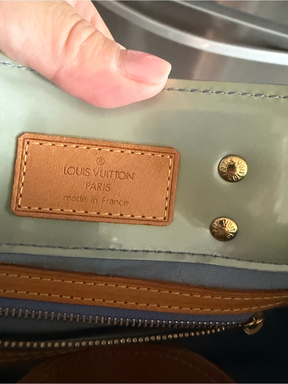 Louie Vuitton purse light metallic blue color - Picture 3 of 15